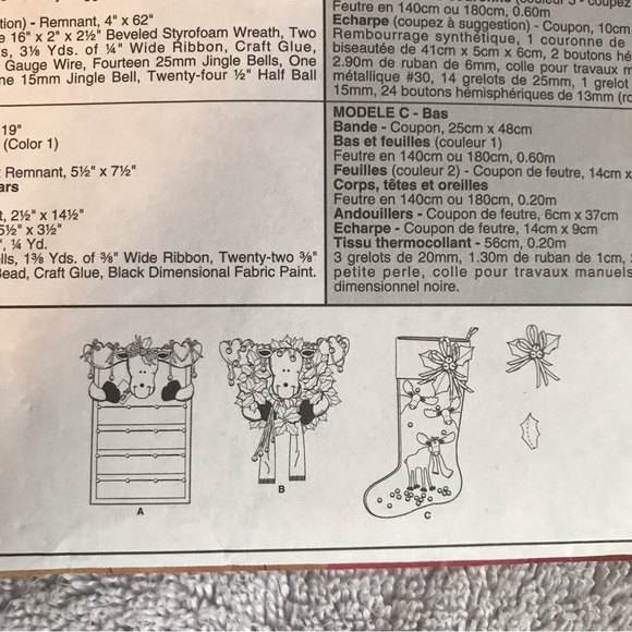 McCall's Crafts Stocking Moose Card Holder Wreath 3427 Sewing Pattern New - Picture 6 of 7